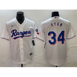 Men Texas Rangers 34 Nolan Ryan White Cool Base Stitched Baseball Jersey