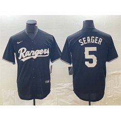 Men Texas Rangers 5 Corey Seager Black Cool Base Stitched Baseball Jersey