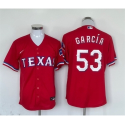 Men Texas Rangers 53 Adolis Garc EDa Red With Patch Cool Base Stitched Baseball Jersey