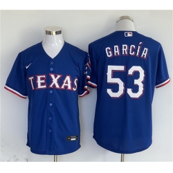 Men Texas Rangers 53 Adolis Garcia Royal With Patch Cool Base Stitched MLB Jersey