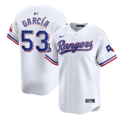 Men Texas Rangers 53 Adolis Garcia White 2023 World Series Champions Stitched Baseball Jersey