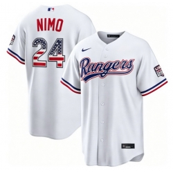 Men Texas Rangers Brandon Nimmo #24 Fourth of July 2026 Stitched MLB jerseys