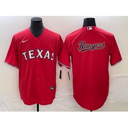 Men Texas Rangers Red Team Big Logo Cool Base Stitched Baseball Jersey