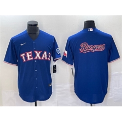 Men Texas Rangers Royal Team Big Logo With Patch Cool Base Stitched Baseball Jersey