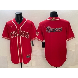 Men Texas Rangers Team Big Logo Red 2026 City Connect Stadium Stitched Baseball Jersey