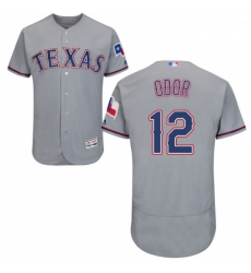 Mens Majestic Texas Rangers 12 Rougned Odor Grey Road Flex Base Authentic Collection MLB Jersey