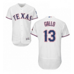 Mens Majestic Texas Rangers 13 Joey Gallo White Home Flex Base Authentic Collection MLB Jersey