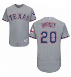 Mens Majestic Texas Rangers 20 Darwin Barney Grey Road Flex Base Authentic Collection MLB Jersey