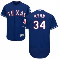 Mens Majestic Texas Rangers 34 Nolan Ryan Royal Blue Alternate Flex Base Authentic Collection MLB Jersey