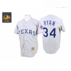 Mens Mitchell and Ness Texas Rangers 34 Nolan Ryan Replica Grey Throwback MLB Jersey