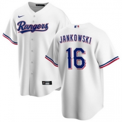 Men's Texas Rangers #16 Travis Jankowski White Cool Base Stitched Baseball Jersey