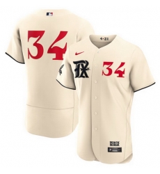 Men's Texas Rangers #34 Nolan Ryan Cream 2023 City Connect Flex Base Stitched Baseball Jersey