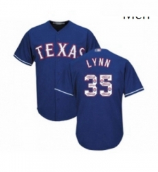 Mens Texas Rangers 35 Lance Lynn Authentic Royal Blue Team Logo Fashion Cool Base Baseball Jersey 