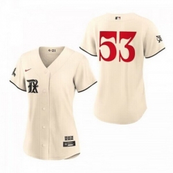 Women Texas Rangers 53 Adolis Garc EDa Cream 2023 City Connect Stitched Baseball Jersey