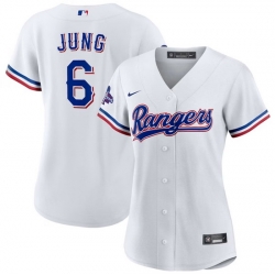 Women Texas Rangers 6 Josh Jung White 2023 World Series Champions Stitched Baseball Jersey 28Run Small 29