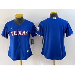 Women Texas Rangers Blank Royal With Patch Stitched Baseball Jersey 28Run Small 29