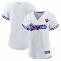Women Texas Rangers Blank White 2023 World Series Stitched Baseball Jersey 28Run Small 29