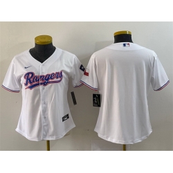 Women Texas Rangers Blank White With Patch Stitched Baseball Jersey 28Run Small 29