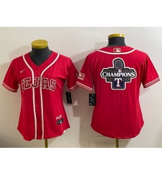 Women Texas Rangers Team Big Logo Red 2026 City Connect Stadium Stitched Baseball Jersey