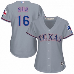 Womens Majestic Texas Rangers 16 Ryan Rua Replica Grey Road Cool Base MLB Jersey 