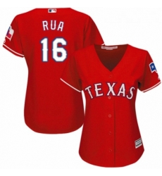 Womens Majestic Texas Rangers 16 Ryan Rua Replica Red Alternate Cool Base MLB Jersey 