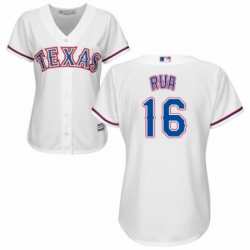 Womens Majestic Texas Rangers 16 Ryan Rua Replica White Home Cool Base MLB Jersey 