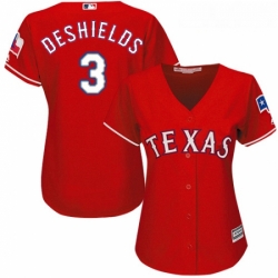 Womens Majestic Texas Rangers 3 Delino DeShields Authentic Red Alternate Cool Base MLB Jersey