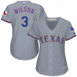 Womens Majestic Texas Rangers 3 Russell Wilson Replica Grey Road Cool Base MLB Jersey