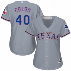 Womens Majestic Texas Rangers 40 Bartolo Colon Replica Grey Road Cool Base MLB Jersey 