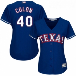 Womens Majestic Texas Rangers 40 Bartolo Colon Replica Royal Blue Alternate 2 Cool Base MLB Jersey 