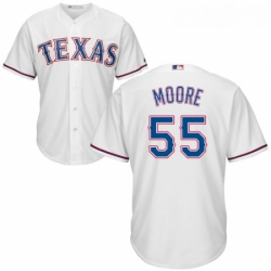 Youth Majestic Texas Rangers 55 Matt Moore Authentic White Home Cool Base MLB Jersey 