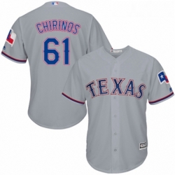 Youth Majestic Texas Rangers 61 Robinson Chirinos Replica Grey Road Cool Base MLB Jersey 