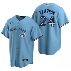 Men Toronto Blue Jays 24 Nate Pearson Light Blue Cool Base Stitched Jersey