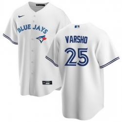 Men Toronto Blue Jays 25 Daulton Varsho White Cool Base Stitched Jersey