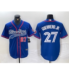 Men Toronto Blue Jays 27 Vladimir Guerrero Jr  Royal Cool Base Stitched Baseball Jersey 1