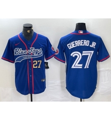 Men Toronto Blue Jays 27 Vladimir Guerrero Jr  Royal Cool Base Stitched Baseball Jersey 3