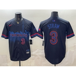 Men Toronto Blue Jays  3 Myles Straw Navy 2024 City Connect Limited Stitched Baseball Jersey