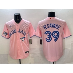 Men Toronto Blue Jays  39 Trey Yesavage Pink 50 Seasons Patch Stitched Baseball Jersey