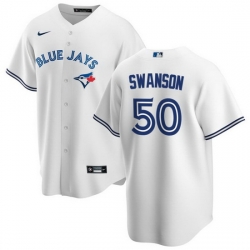 Men Toronto Blue Jays 50 Erik Swanson White Cool Base Stitched Jersey