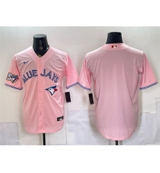 Men Toronto Blue Jays Blank Pink 50 Seasons Patch Stitched Baseball Jersey
