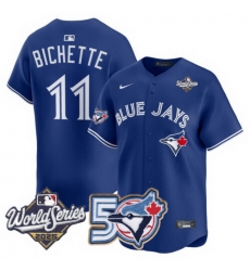 Men Women Youth Blue Jays 50th Patch 2025 World Series Royal 11 Bichette Stitched Jersey 