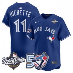 Men Women Youth Blue Jays 50th Patch 2025 World Series Royal 11 Bichette Stitched Jersey 