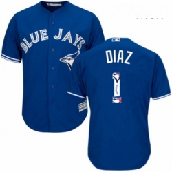 Mens Majestic Toronto Blue Jays 1 Aledmys Diaz Authentic Blue Team Logo Fashion MLB Jersey 