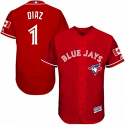 Mens Majestic Toronto Blue Jays 1 Aledmys Diaz Scarlet Alternate Flex Base Authentic Collection MLB Jersey