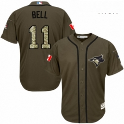 Mens Majestic Toronto Blue Jays 11 George Bell Authentic Green Salute to Service MLB Jersey 