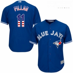 Mens Majestic Toronto Blue Jays 11 Kevin Pillar Authentic Royal Blue USA Flag Fashion MLB Jersey