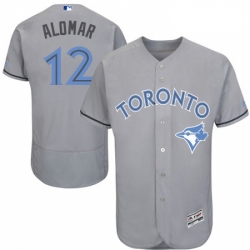 Mens Majestic Toronto Blue Jays 12 Roberto Alomar Authentic Gray 2016 Fathers Day Fashion Flex Base Jersey 