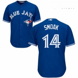 Mens Majestic Toronto Blue Jays 14 Justin Smoak Replica Blue Alternate MLB Jersey