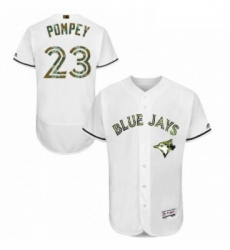 Mens Majestic Toronto Blue Jays 23 Dalton Pompey Authentic White 2016 Memorial Day Fashion Flex Base Jersey