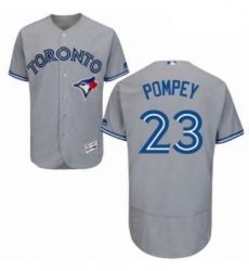 Mens Majestic Toronto Blue Jays 23 Dalton Pompey Grey Road Flex Base Authentic Collection MLB Jersey